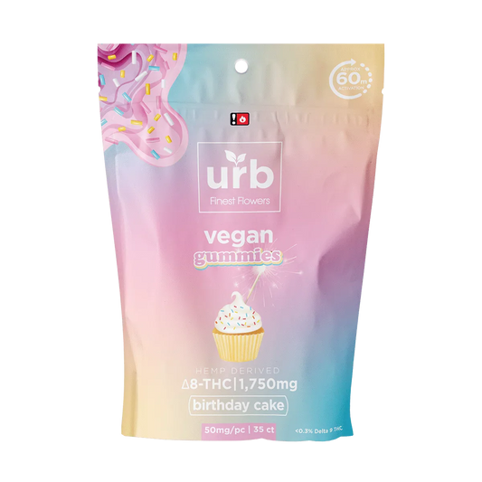 D8 Gas URB Vegan Delta 8 Gummies Birthday Cake 1750 mg