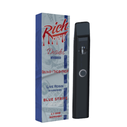 Rich Delta 8 + THC-B + THC-P Live Resin Blue Stripz Disposables 2.5G