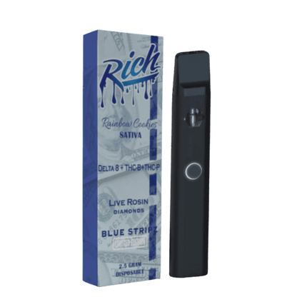 Rich Delta 8 + THC-B + THC-P Live Resin Blue Stripz Disposables 2.5G