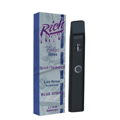 Rich Delta 8 + THC-B + THC-P Live Resin Blue Stripz Disposables 2.5G