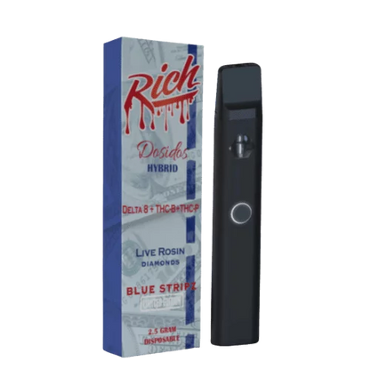 Rich Delta 8 + THC-B + THC-P Live Resin Blue Stripz Disposables 2.5G