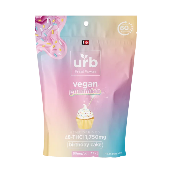 D8 Gas URB Vegan Delta 8 Gummies Birthday Cake 1750 mg