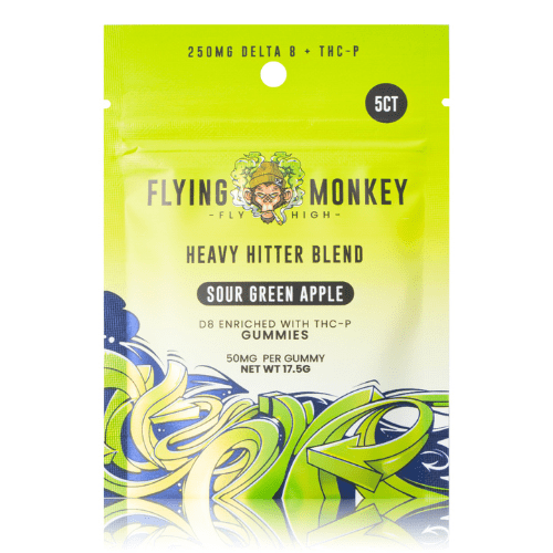 flying monkey heavy hitter 250mg gummies sour green apple