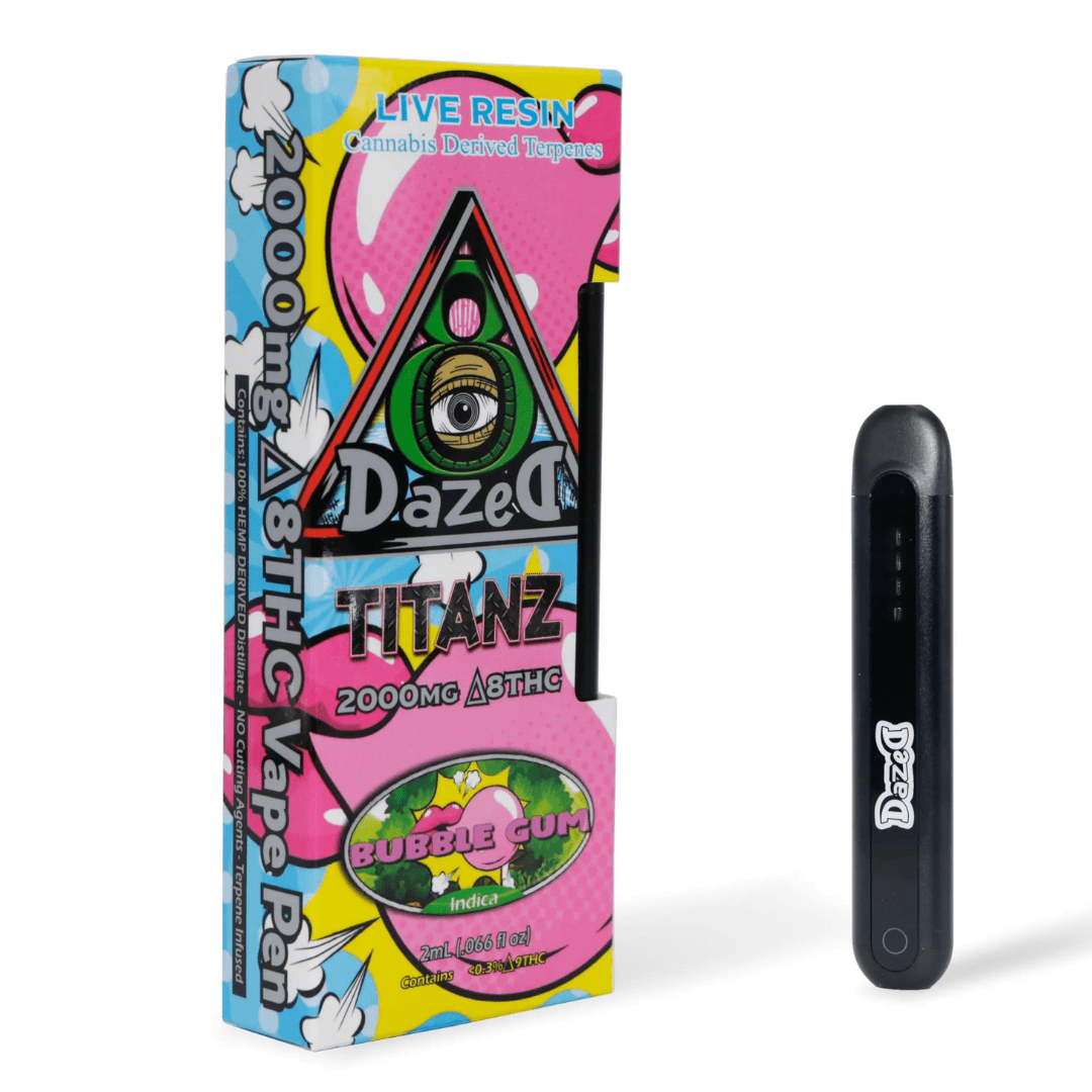 dazed 8 titanz delta 8 disposable 2g bubble gum