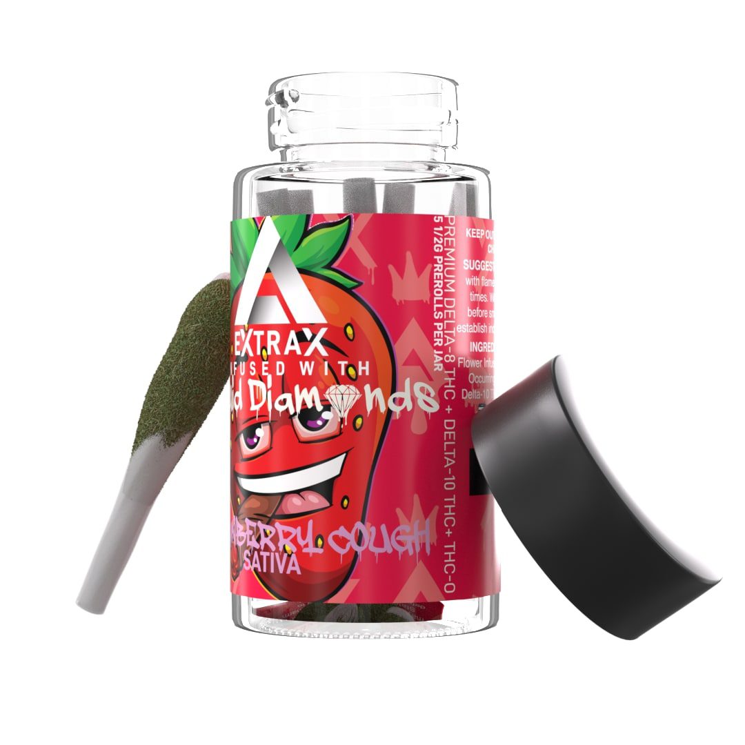 delta extrax strawberry cough .5g pre rolls infused liquid diamonds 5pk