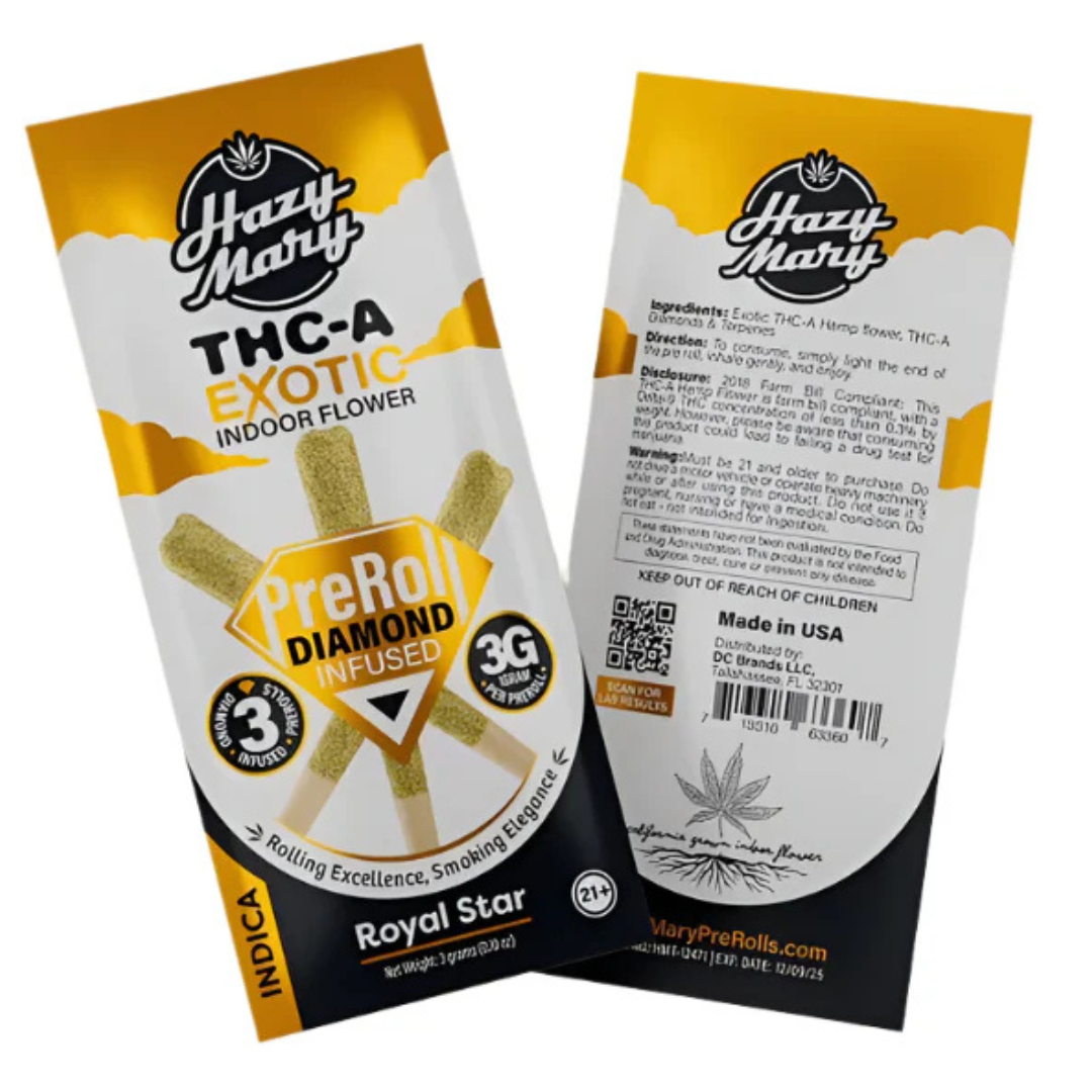 Hazy Mary THC-A Exotic Diamond Pre-Rolls 1G | 3ct - Image 3