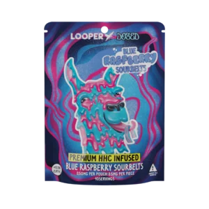 D8 Gas Dimo Hemp Looper HHC Gummies Blue Raspberry Sourbelts