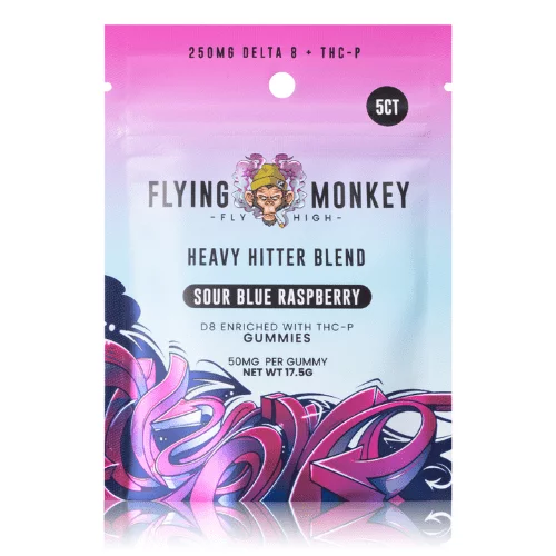 flying monkey heavy hitter 250mg gummies sour blue raspberry